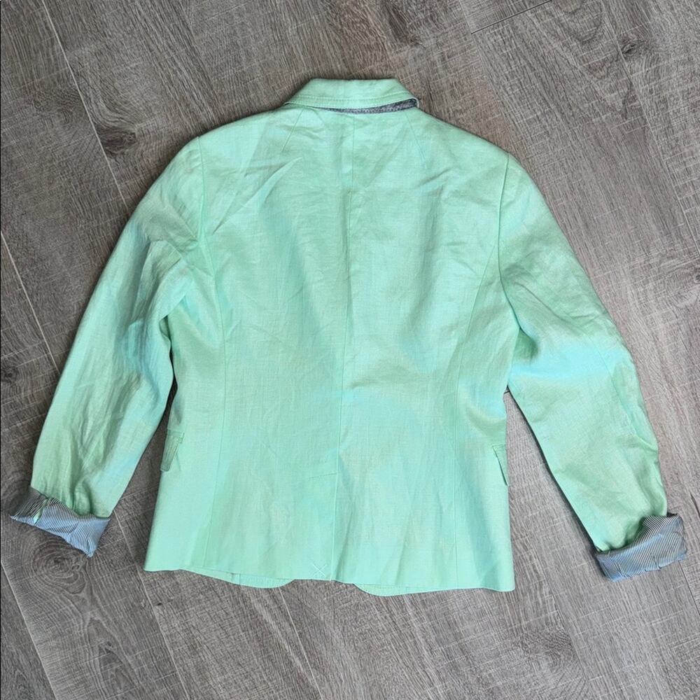 J. CREW Women’s Linen Mint Green 2 Button Blazer Jacket - Picture 5 of 9